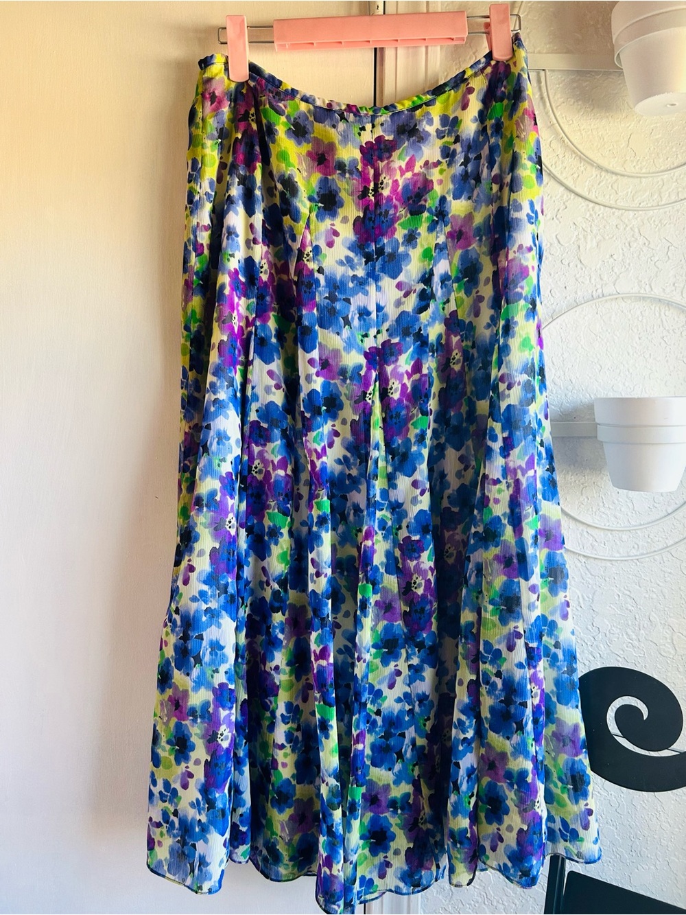 Jones New York Floral Maxi Skirt in Blue, Purple & Green